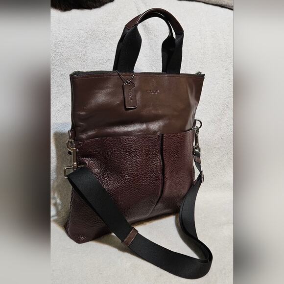 Coach Charles Foldover Whipstitch Tote Buffalo Ebossed - Picture 2 of 10